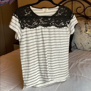 Striped top with lace